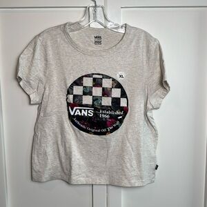 NWT-Vans oatmeal heather floral cropped tee
